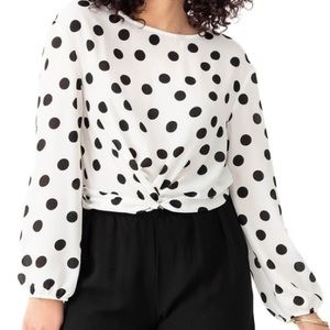 Suzy Shier polka dot blouse